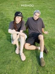 Dép đế trấu Sandal sục Boston Sandal quai ngang Rêu Olive da lộn HISHOO R111