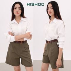 Áo Sơ Mi Tay Dài Nữ Relax Form Rộng, Cổ Thường, Lai Ngang Linen Solene Vải Mềm Mát HISHOO A2G003