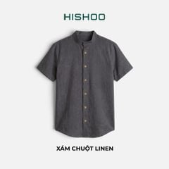 Áo Sơ Mi Nữ Nút Gỗ Relax Form Rộng, Cổ Tàu Vuông, Lai Ngang Linen Solene Vải Mềm Mát HISHOO A1G002
