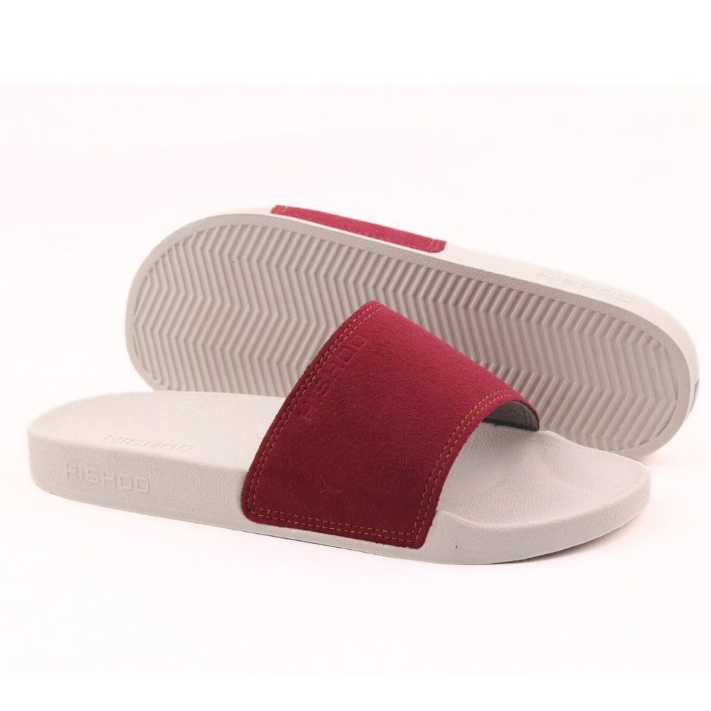 Dép quai ngang da bò Đỏ phấn HISHOO U111