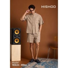Quần short nam Linen Solene HISHOO Thoáng mát giữ form mặc đi chơi đi làm Q1T001
