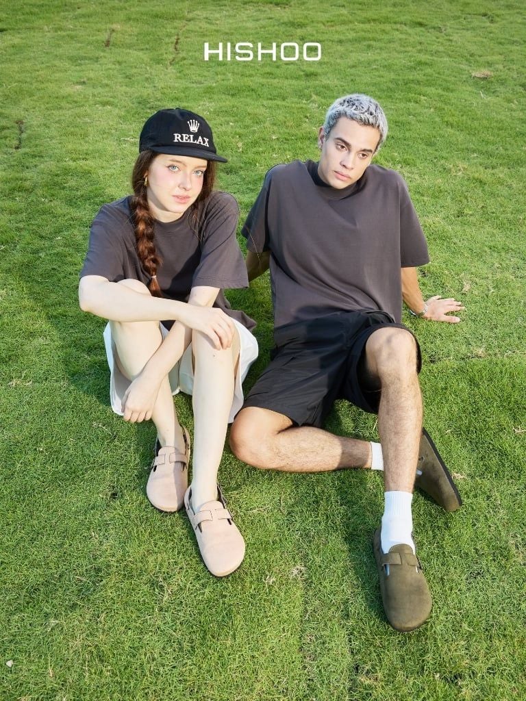 Dép đế trấu Sandal sục Boston Sandal quai ngang da lộn HISHOO R111