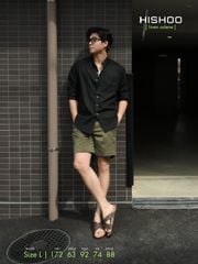 Áo Sơ Mi Nam Nút Gỗ Tay Dài Relax Form Rộng, Cổ Tàu Vuông, Lai Ngang Linen Solene Vải Mềm Mát HISHOO A2T002