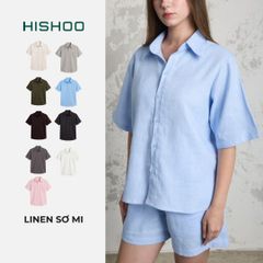 Áo Sơ Mi Nữ Relax Form Rộng, Cổ Thường, Lai Ngang Linen Solene Vải Mềm Mát HISHOO A1G003
