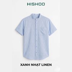 Áo Sơ Mi Nam Relax Form Rộng, Cổ Tàu Vuông, Lai Ngang Linen Solene Vải Mềm Mát HISHOO A1T002
