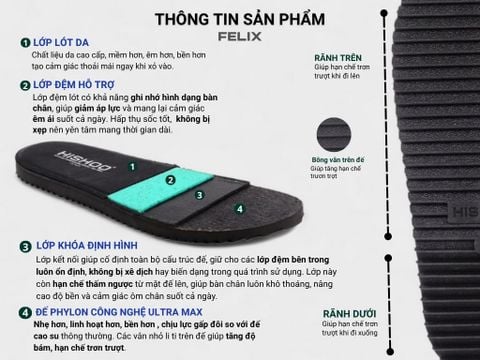 Dép Sandal Daily Trek sandal (sandal đi bộ đường dài) Nam quai chéo xỏ ngón lót da premium Felix HISHOO P010
