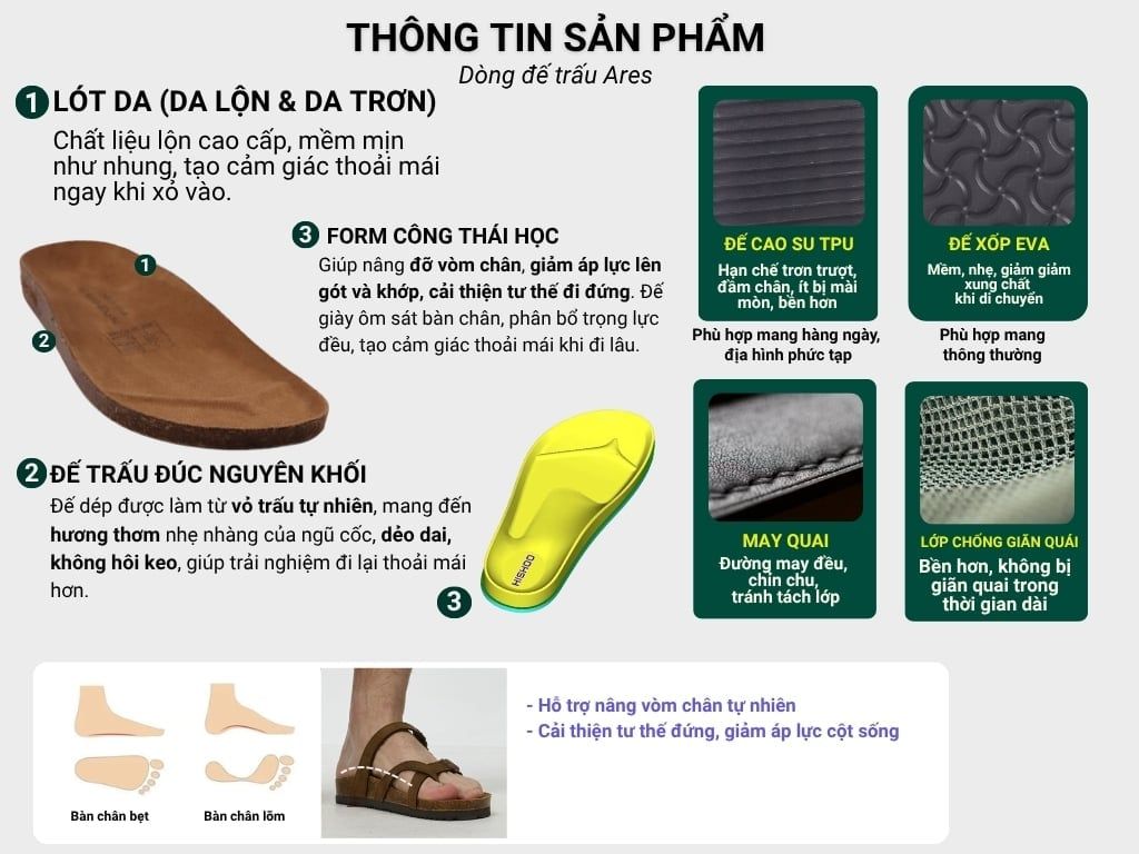 Dép đế trấu birken Bạc quai ngang 2 khóa Hishoo M093