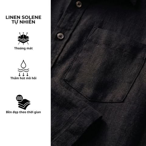 Áo Sơ Mi Nút Gỗ Tay Dài Nữ Relax Form Rộng, Cổ Tàu Vuông, Lai Ngang Linen Solene Vải Mềm Mát HISHOO A2G002