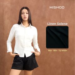 Áo Sơ Mi Nữ Công Sở Linen Solene Cổ Hạ Lưng Form Slim, Chiết Eo Nhẹ, Vải Mềm Mát HISHOO AG001