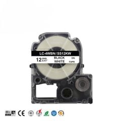 Nhãn in Tepra 12mm - Đen/trắng