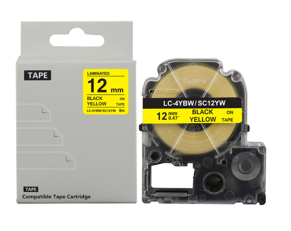 Nhãn in Tepra 12mm - Đen/vàng