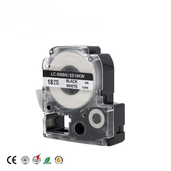 Nhãn in Tepra 18mm - Đen/trắng