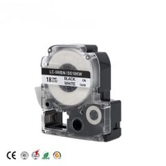 Nhãn in Tepra 18mm - Đen/trắng