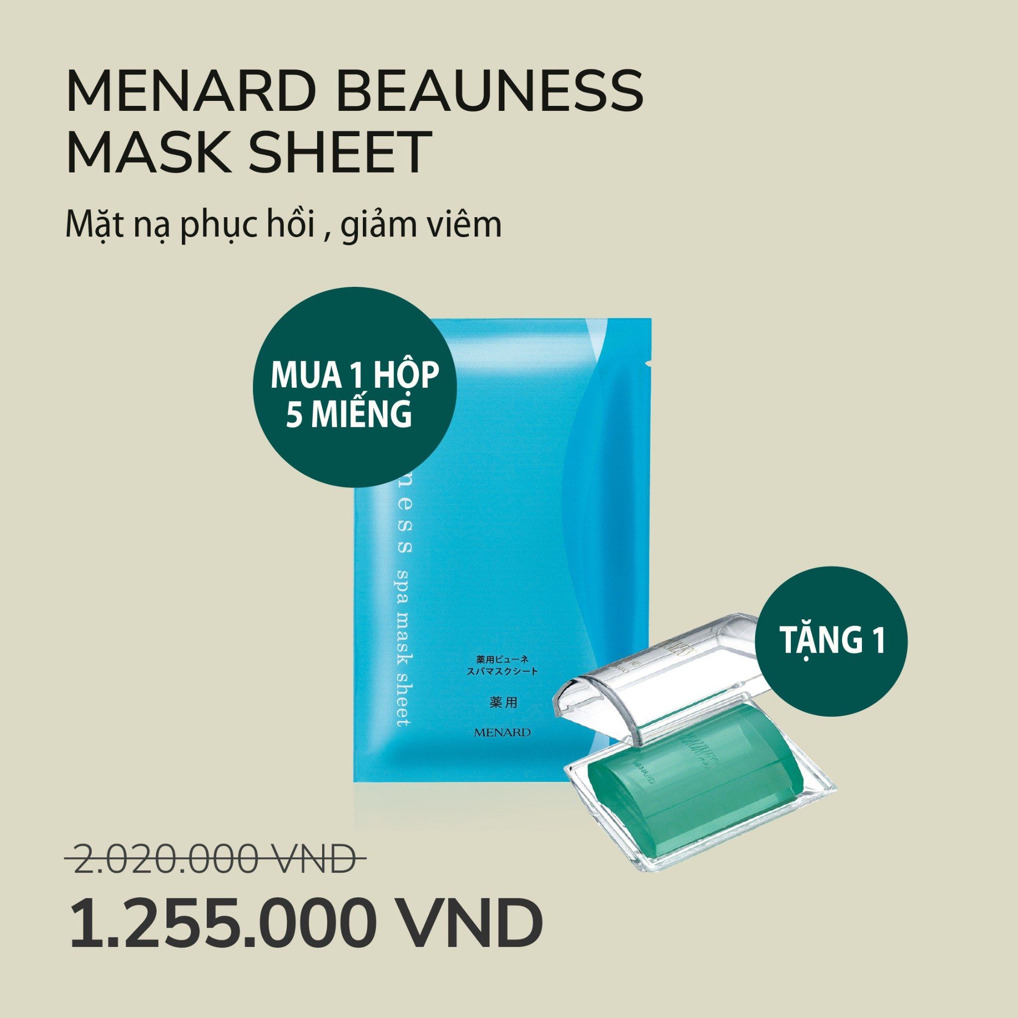  [Flash Sale] Mua 1 hộp Beauness Spa Mask Sheet A (5 miếng) Tặng 1 Beauness Soap 