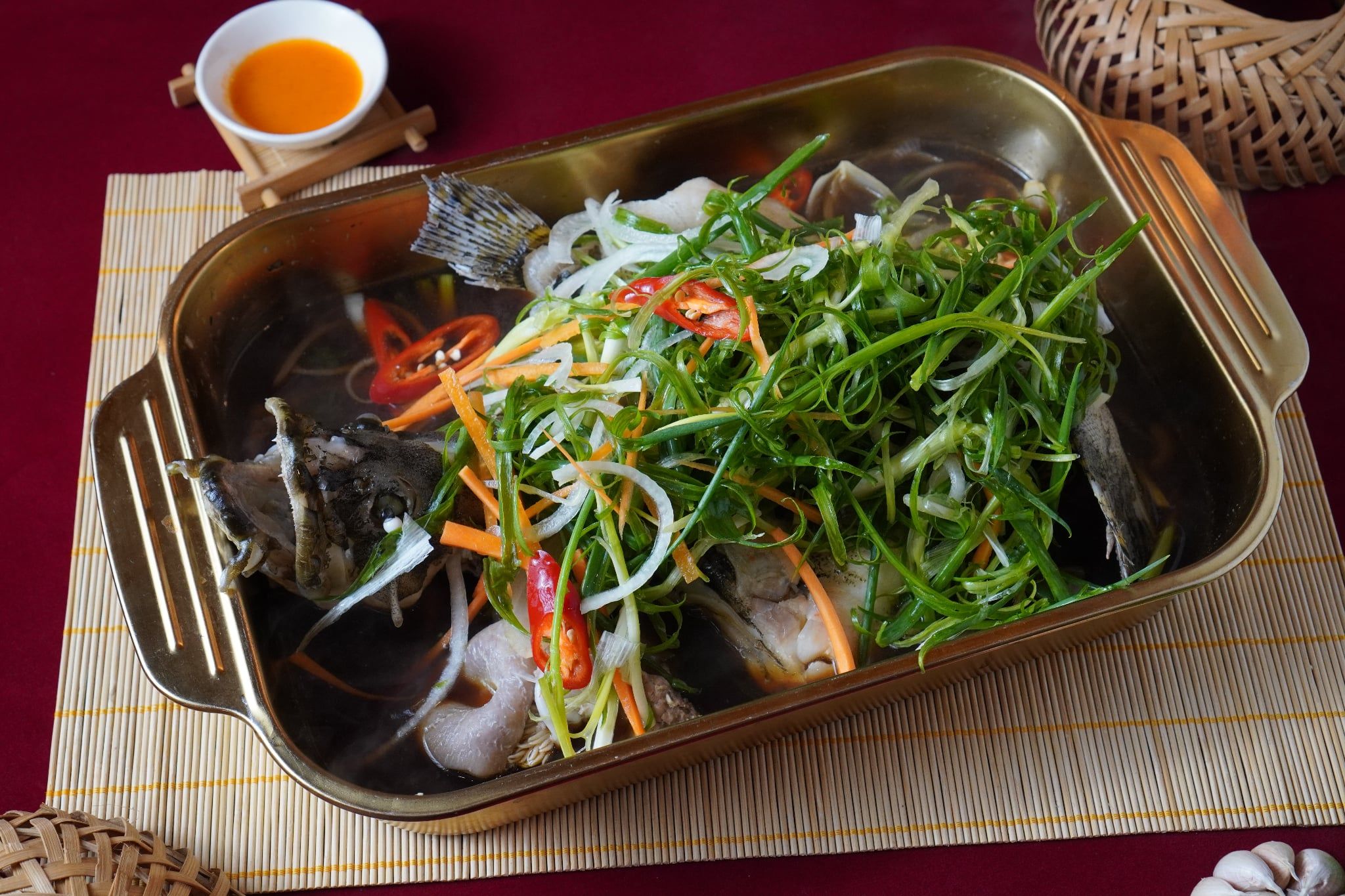  Steamed Grouper with Soy Sauce - Cá Bống Mú Hấp Xì Dầu (Giá tính theo 1 con 1 kg) 