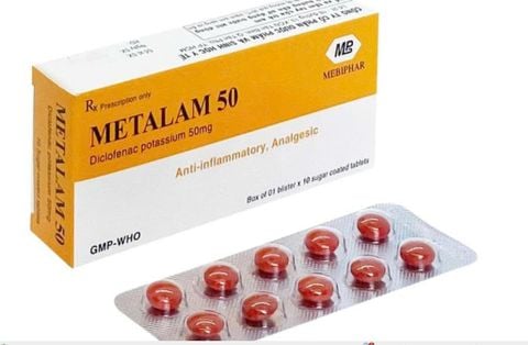 Metalam ( Diclofenac kali 50mg) H/10v - T/479h Mebiphar (lô 1)