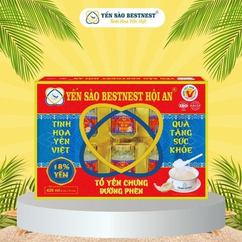 Lốc 6 hũ Tổ yến chưng sẵn BESTNEST HỘI AN 18% Đường Phèn (kèm túi)
