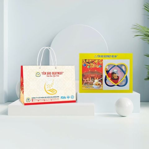 Tổ yến chưng sẵn BESTNEST Hội An 18% Đông trùng hạ thảo - Hộp cứng 8 hũ (kèm túi)