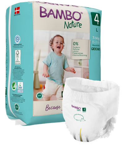 Tã Quần trẻ em số 4- Bambo Nature size 4, Từ 7-12kg, 20 miếng/gói, bao bì màu xanh