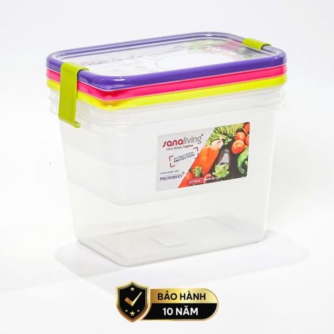 Set 3 hộp đựng thực phẩm kháng khuẩn 2100ml Sanaliving cao cấp OMADA - Model: S2323CA