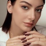  Bông Tai Vàng 10K 4 Leaf Clover Moon 