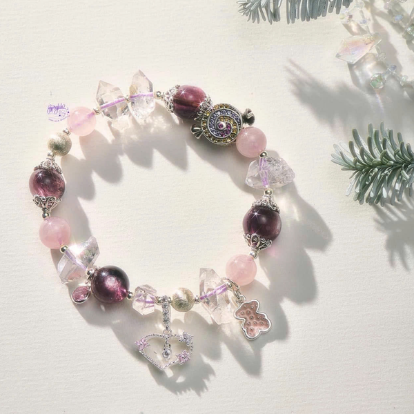  Vòng Tay Thiết Kế Nữ Frostlight Jewel Đá Lepidolite - Thạch Anh Hồng 