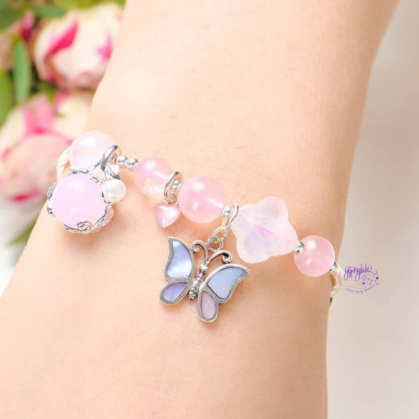  Vòng Tay Thiết Kế Nữ Rosy Wood Đá Thạch Anh Hồng 