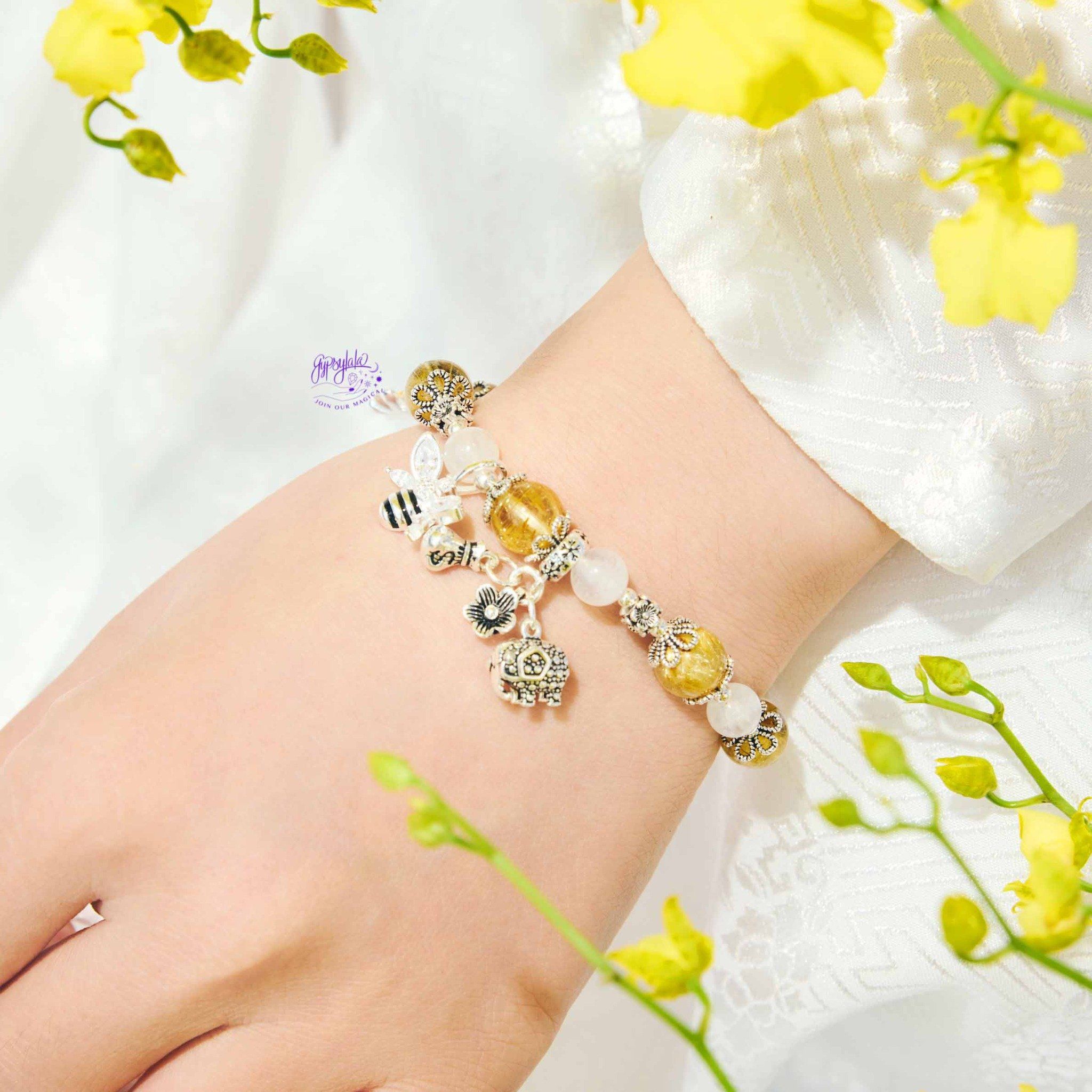  Vòng Tay Thiết Kế Golden Garden Đá Tóc Vàng, Ánh Trăng SP007908 Gypsy.lala 