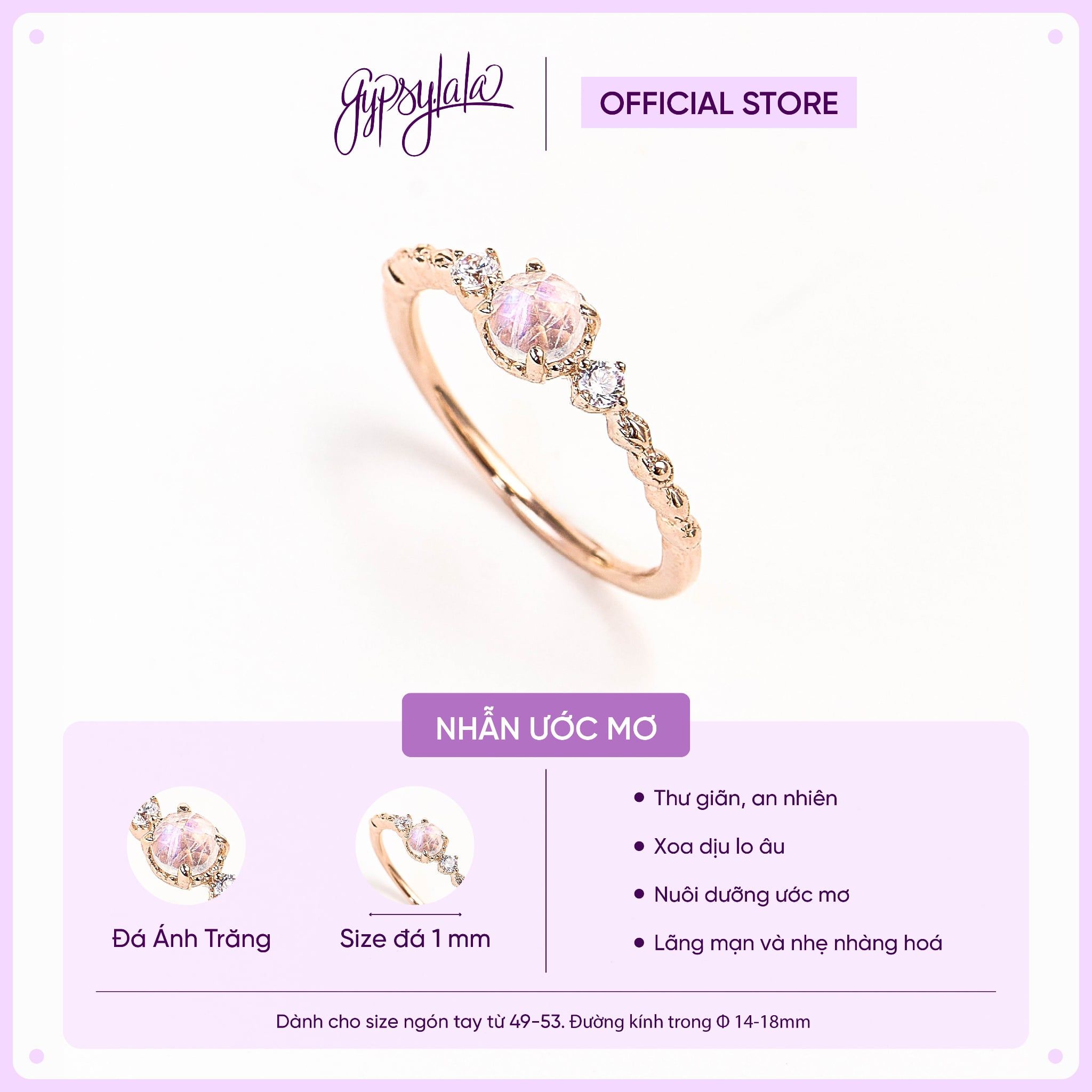  Nhẫn Bạc Crystal Charm Gold Gypsy.lala 