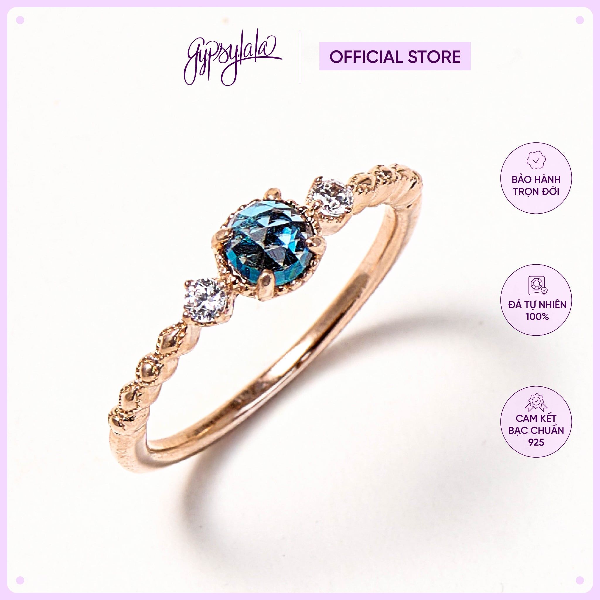  Nhẫn Bạc Crystal Charm Gold Gypsy.lala 