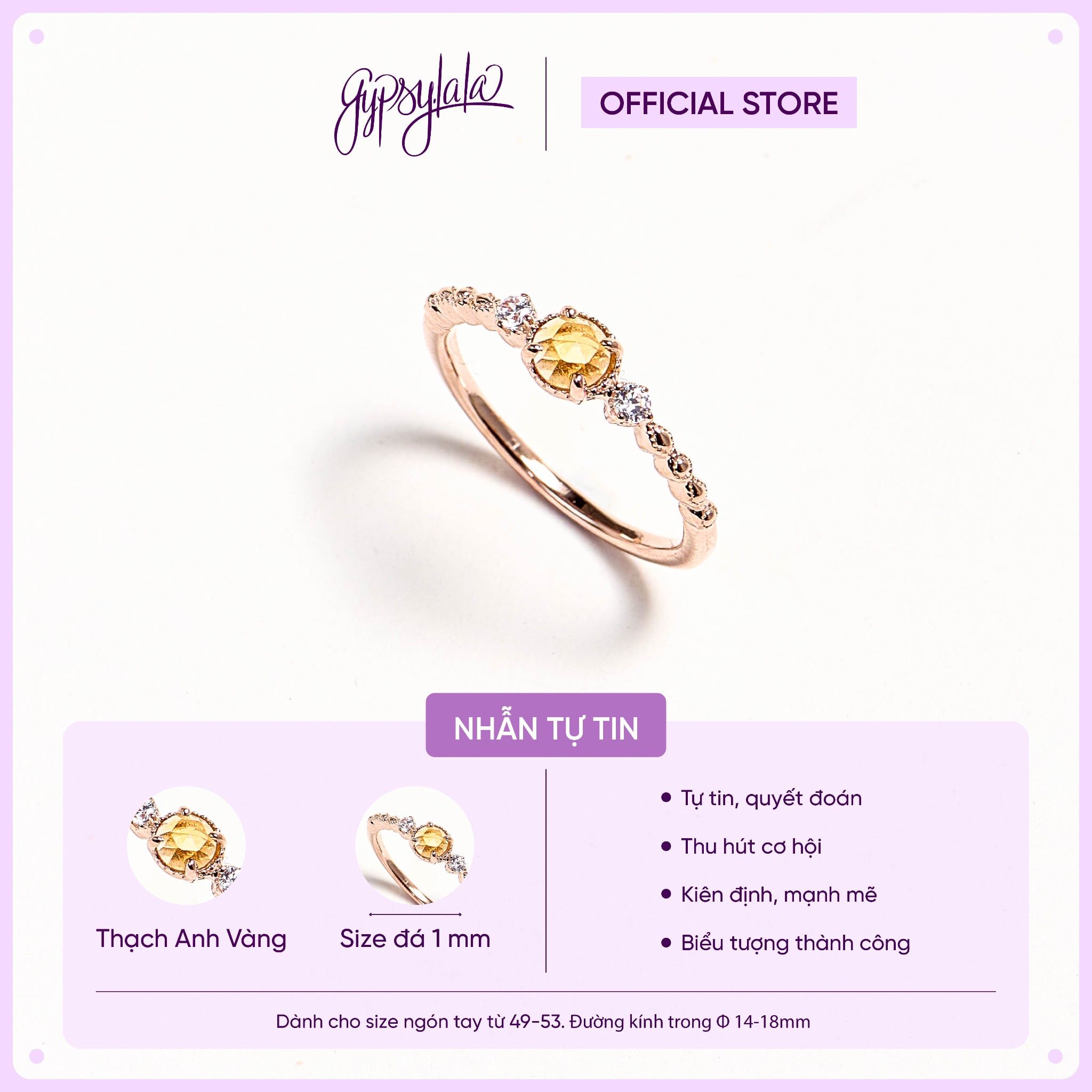  Nhẫn Bạc Crystal Charm Gold Gypsy.lala 