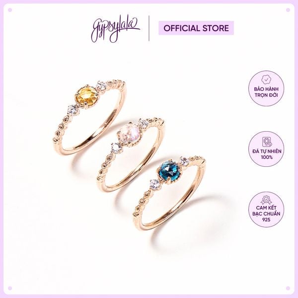  Nhẫn Bạc Crystal Charm Gold Gypsy.lala 