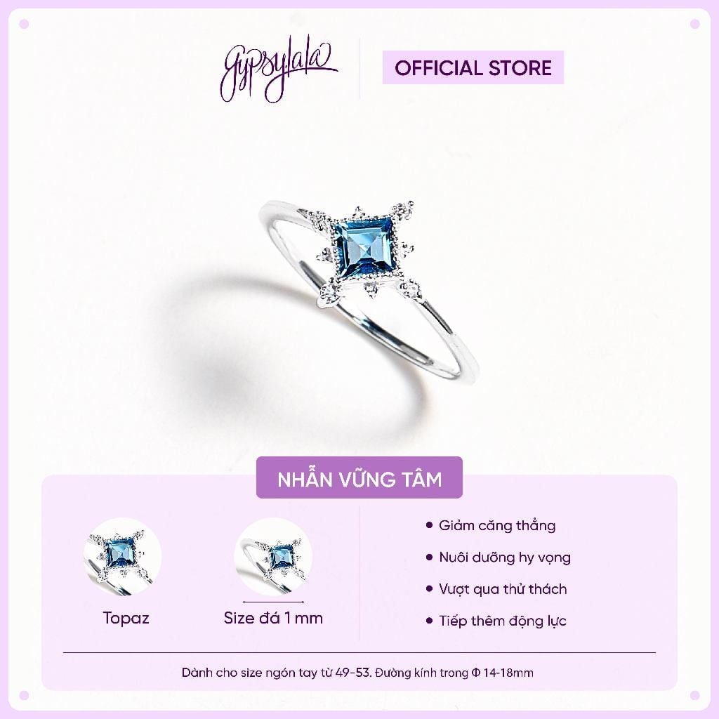  Nhẫn Bạc Brilliant Topaz/ Ánh Trăng/ Thạch Anh Vàng/ Thạch Anh Xanh Silver Plated Gypsy.lala 