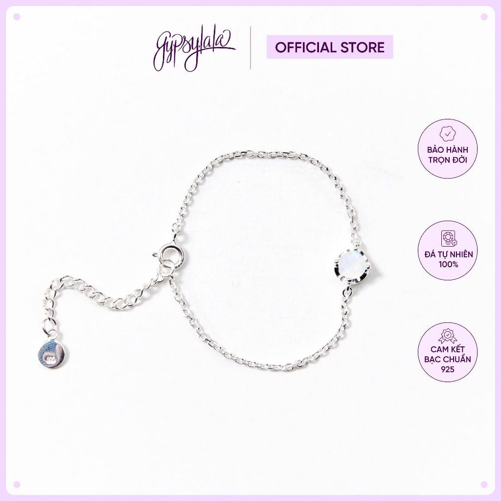  Dây Chuyền Bạc Cao Cấp SETF14 Đá Ánh Trăng GYPSYLALA - Thiết Kế Tối Giản – Nữ Tính - Không Kị Mệnh – Năng Lượng Dịu Êm 