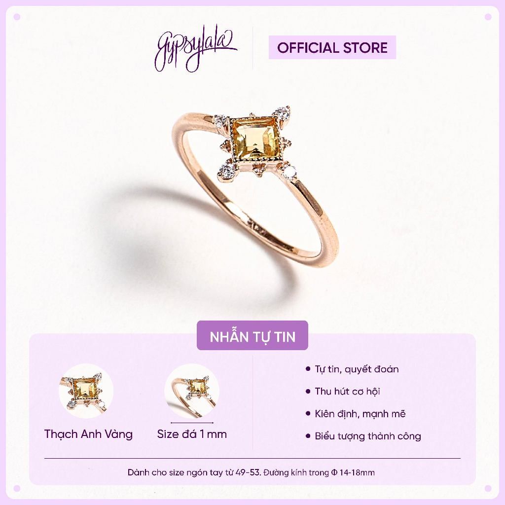  Nhẫn Bạc Brilliant Topaz/ Ánh Trăng/ Thạch Anh Vàng Gold Plated Gypsy.lala 