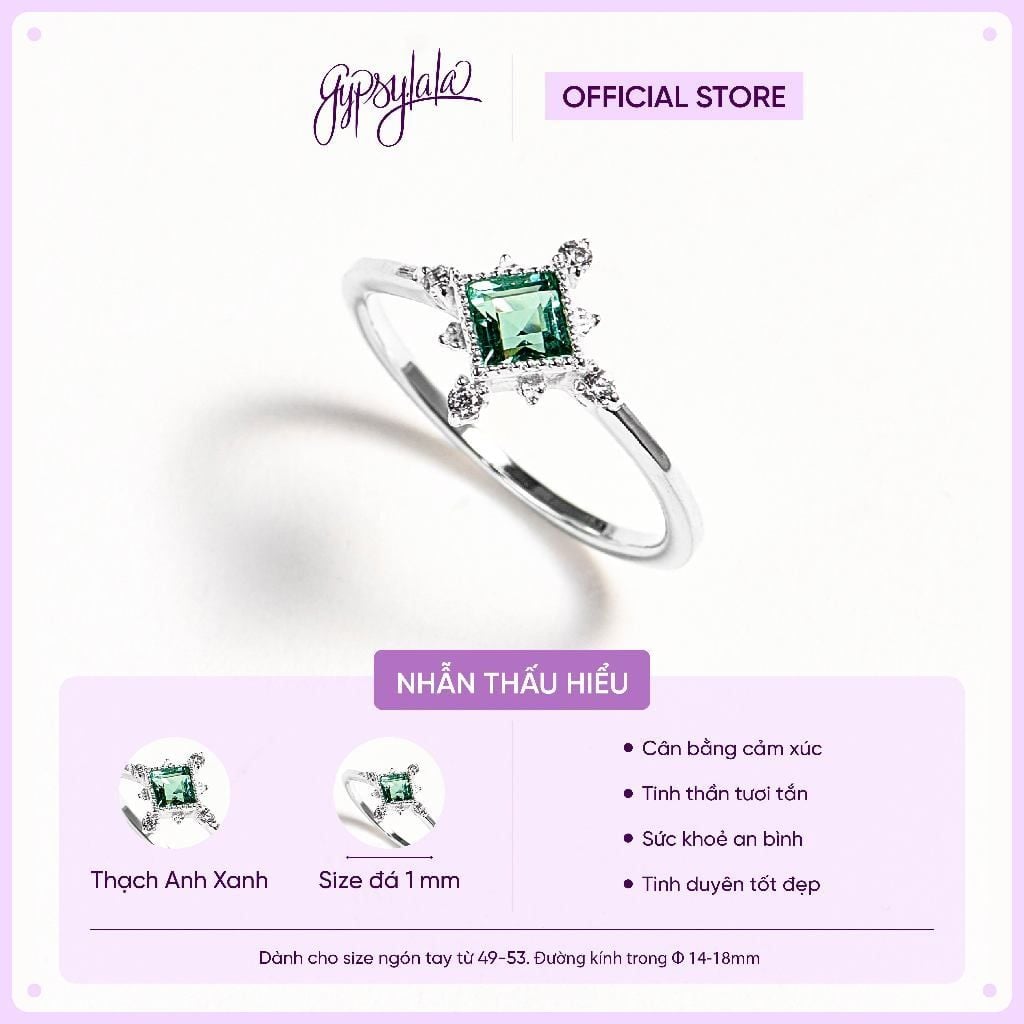  Nhẫn Bạc Brilliant Topaz/ Ánh Trăng/ Thạch Anh Vàng/ Thạch Anh Xanh Silver Plated Gypsy.lala 