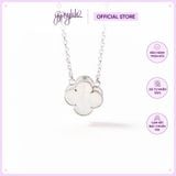  Dây Chuyền Cỏ 4 Lá Ánh Trăng Bọc Bạc GYPSYLALA - Charm Moonstone May Mắn - Xoa diệu tiêu cực - Giúp ngủ ngon 