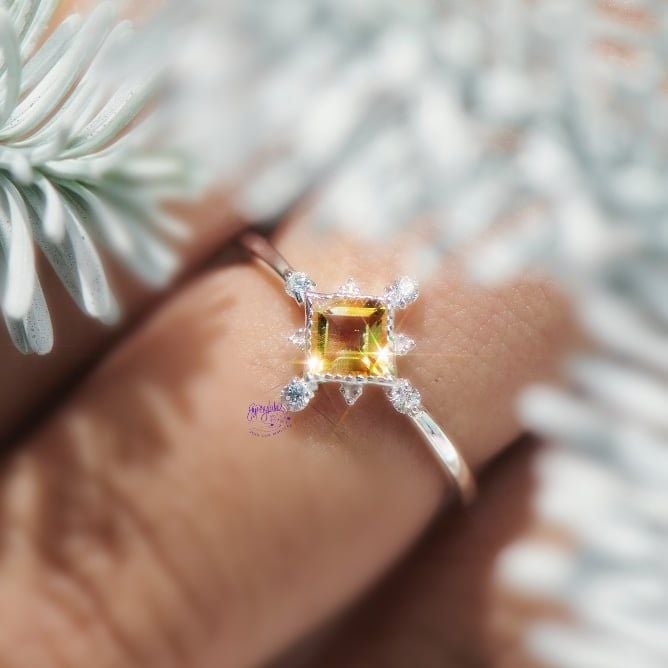  Nhẫn Bạc Brilliant Topaz/ Ánh Trăng/ Thạch Anh Vàng/ Thạch Anh Xanh Silver Plated Gypsy.lala 