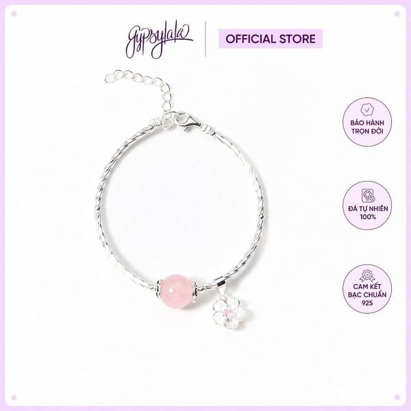  Vòng Tay Thiết Kế Đá Thiên Nhiên Thạch Anh Hồng Hoa Đào SP004114 Gypsylala 