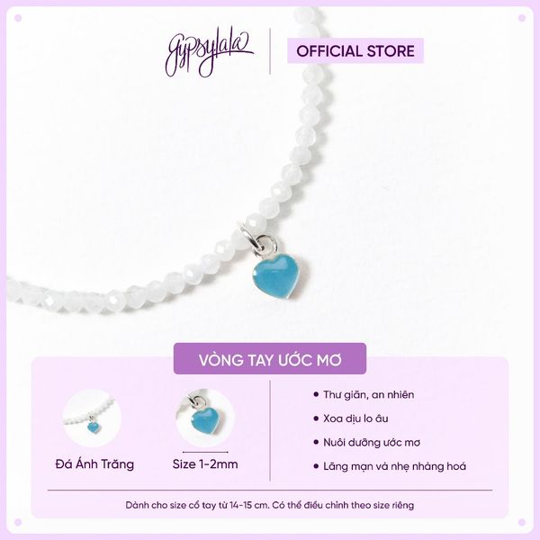  Lắc Tay Đá Ánh Trăng Nhuyễn Charm Trái Tim Bạc 925 SP006896 Gypysy.lala 