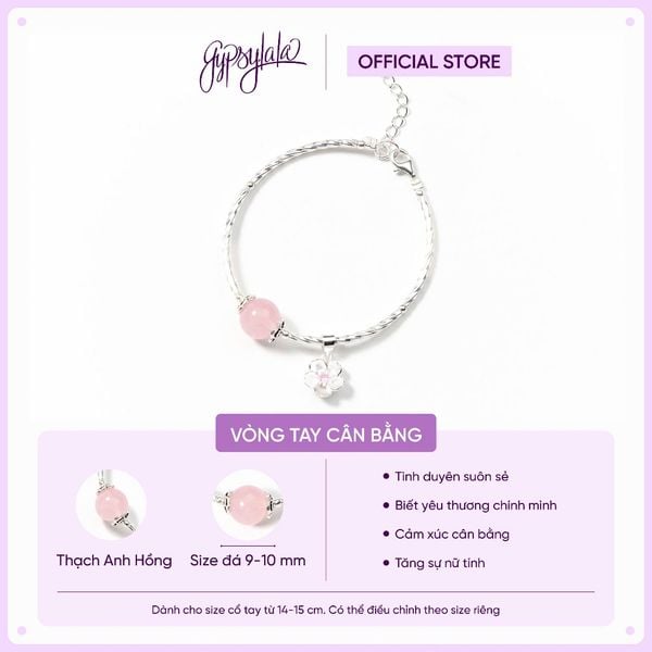  Vòng Tay Thiết Kế Đá Thiên Nhiên Thạch Anh Hồng Hoa Đào SP004114 Gypsylala 