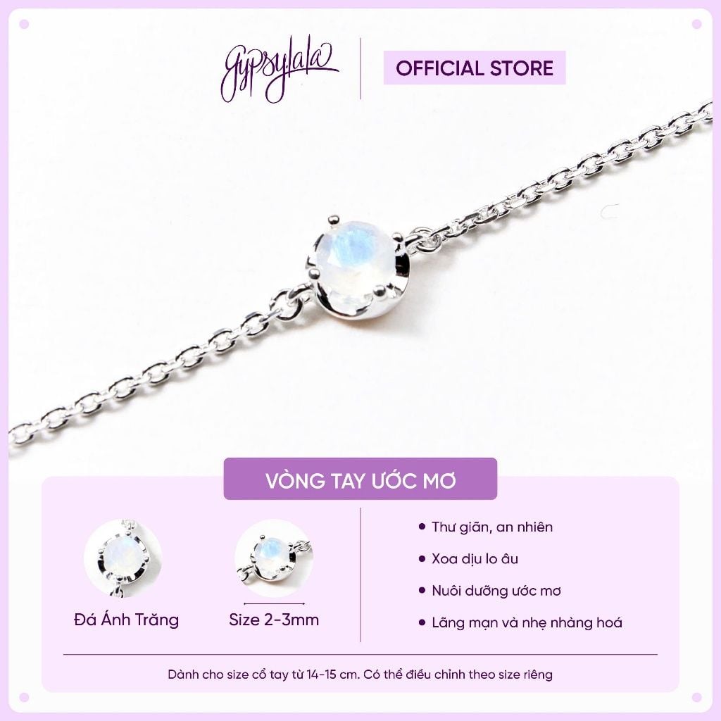  Dây Chuyền Bạc Cao Cấp SETF14 Đá Ánh Trăng GYPSYLALA - Thiết Kế Tối Giản – Nữ Tính - Không Kị Mệnh – Năng Lượng Dịu Êm 