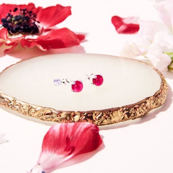  Bông Tai Simple Đá Ruby Thiên Nhiên Bạc 925 SP005748 Gypsy.lala 