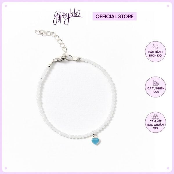  Lắc Tay Đá Ánh Trăng Nhuyễn Charm Trái Tim Bạc 925 SP006896 Gypysy.lala 