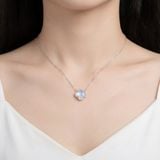  Dây Chuyền Cỏ 4 Lá Ánh Trăng Bọc Bạc GYPSYLALA - Charm Moonstone May Mắn - Xoa diệu tiêu cực - Giúp ngủ ngon 