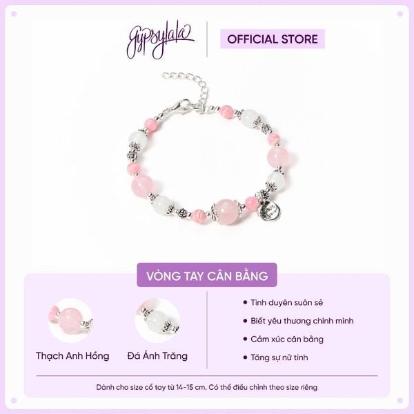  Vòng Tay Gypsy.lala Thạch Anh Hồng - Vòng Thiết Kế Đá Thiên Nhiên - Đá Phong Thuỷ Tình Duyên 