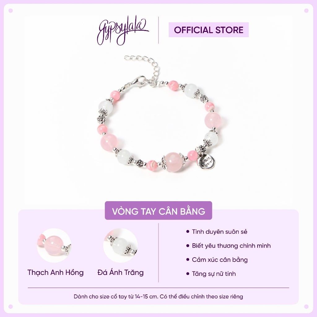  Vòng Tay Gypsy.lala Thạch Anh Hồng - Vòng Thiết Kế Đá Thiên Nhiên - Đá Phong Thuỷ Tình Duyên 