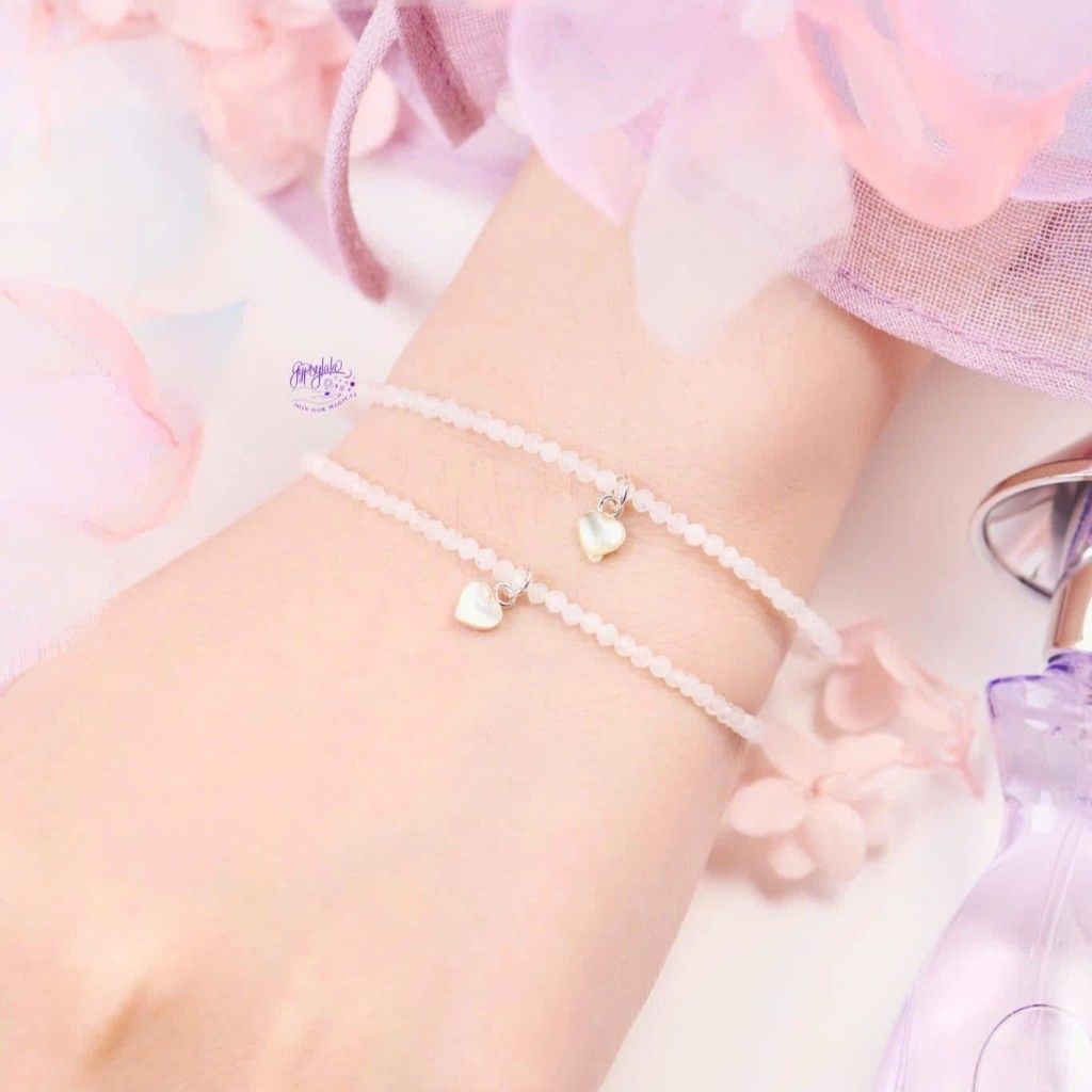  Lắc Tay Đá Ánh Trăng Nhuyễn Charm Trái Tim Bạc 925 SP006896 Gypysy.lala 