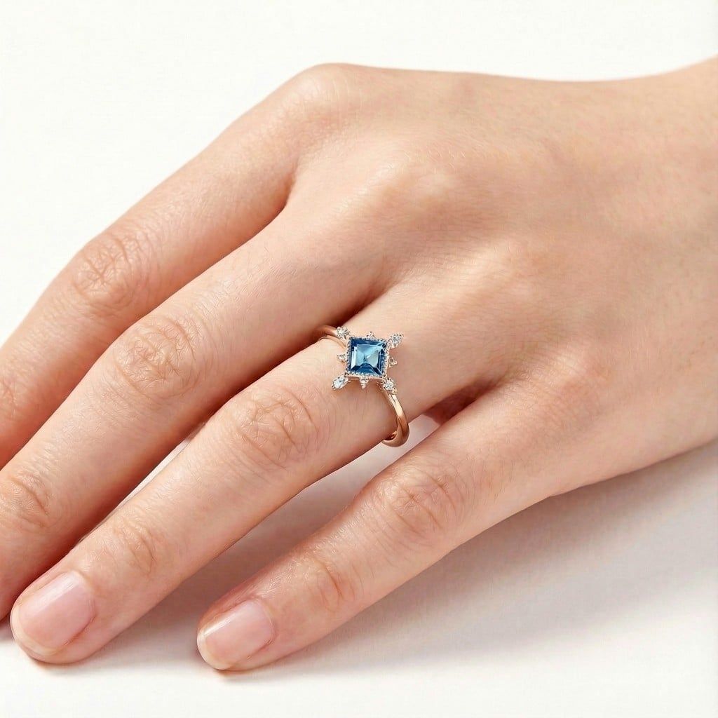  Nhẫn Bạc Brilliant Topaz/ Ánh Trăng/ Thạch Anh Vàng Gold Plated Gypsy.lala 