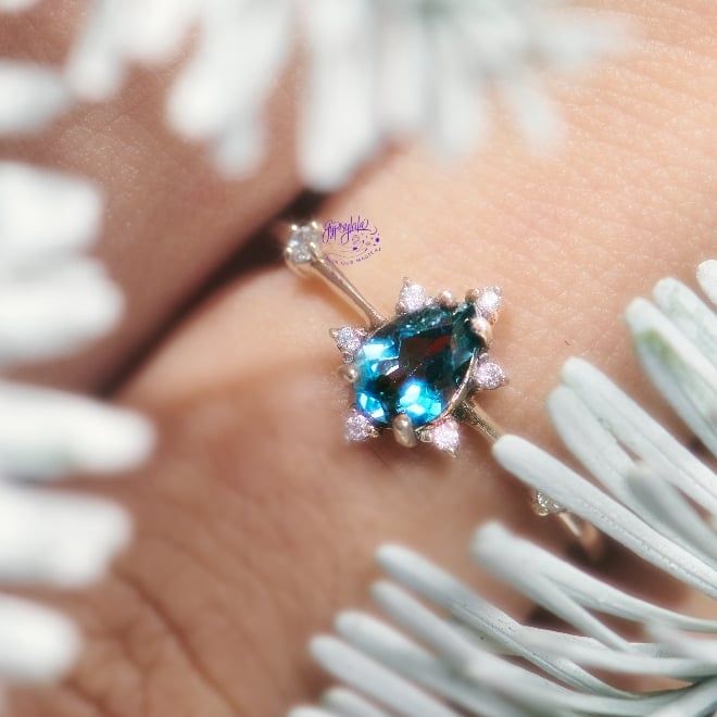  Nhẫn Bạc F431 Topaz/ Ánh Trăng/ Thạch Anh Xanh Gypsy.lala 